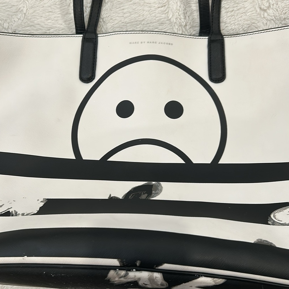 Rare MBMJ - Marc by Marc Jacobs Metropoli Unsmiley Striped Travel Tote and Pouch - Picture 16 of 16